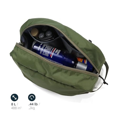 Travel Toiletry Bag 8L, Large Packing Cube with Waterproof TPU Wet/Dry Compartment - color: Medium Olive, size: 8L