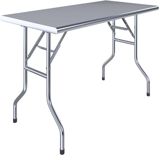 Premium Quality Stainless Steel Open Base Folding Utility Table - Folding Work Table for Commercial Kitchen, Restaurant, Hotel and Garage - NSF (24" x 48") - size: 24" x 48"