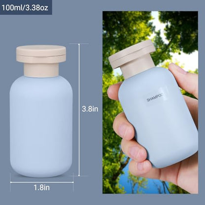 Travel Shampoo Bottle, Empty Plastic Squeeze Bottles 3.4oz with Flip Cap, Lotion Container for Toiletries - color: Blue, size: 3.4 oz
