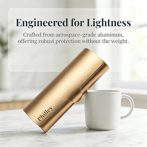 Philley Aluminum Ultra-Light Eyeglasses Case Hard Shell Nearsighted Glasses Case for Women & Men - color: Gold