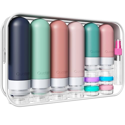 Quatish 20 Pack Travel Bottles for Toiletries, Original Patented, TSA Approved Travel Size Containers, Leak Proof Silicone Shampoo and Conditioner Bottles Women & Men, Airplane Essentials, Morandi - color: Morandi