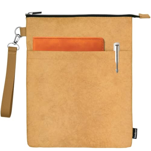 Book Sleeves with Zipper, Travel Book Waterproof Protector Pouch for Hardcover Books, Book Covers Bags Carry Case/Front Pocket & Handle Strap for Book Lovers Mother's Day Readers, Tyvek Paper, 1 Piece - color: Brown Tyvek Paper, size: 1 Pc