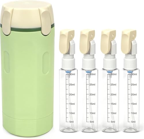 4 in 1 Travel Dispenser,4 Pack 30ML Travel Bottles for Toiletries,Refillable, Leak Proof and Portable,Suitable for Storing Shampoo, Shower Gel, Suitable for Travel, Camping (Green) - color: Green