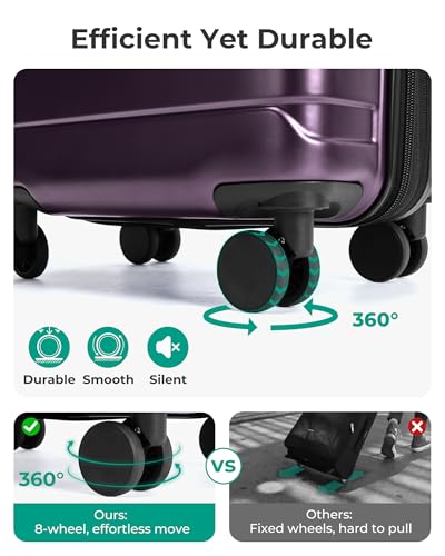 BAGSMART Carry On Luggage 22x14x9 Airline Approved with Spinner Wheels,Lightweight 20 Inch Luggage with TSA Lock,Expandable Hard Shell Carry On Suitcases for Men Women,Purple - color: Purple