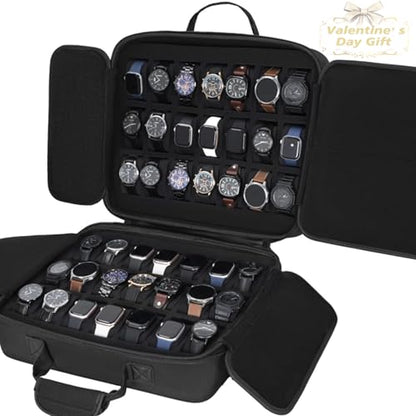 42 slots watch storage box, portable hard watch travel box, watch storage display storage box, padded watch portable box for watches - size: 42 Slots