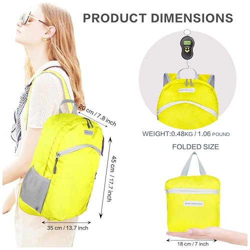 35L Foldable Waterproof Backpack For Outdoor Sports Travel Inside Wet Clothes Compartment Packable For Multiple - color: 1yellow