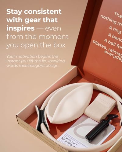 Pilates Kit for Women – Home Pilates Equipment Set with Ring, Ball & Resistance Bands | Pilates Starter Kit with Accessories in Gift Box - color: Beige, style: Essential Kit - 3PC