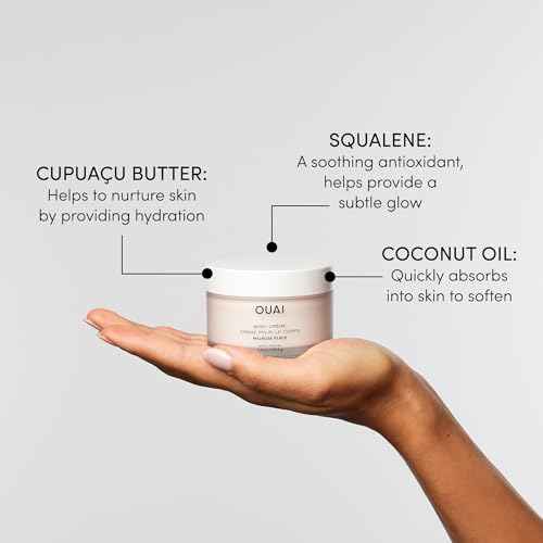 OUAI Melrose Place Travel Essentials - Aluminum Free Deodorant (2.5 oz) + Body Cleanser Travel (3 oz) + Body Cream Travel (3.4 oz) - Hydration, Freshness & Rosy Scented Self-Care Set