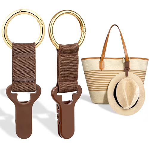 Niveaya Hat Clip for Travel on Bag - 2 Pack, Vacation Beach Cruise Essentials Accessory for Travel Handbag Backpack Luggage, Securely Hold to Keep Hat Shaped, Brown+Brown - color: 2PCS Brown+Brown