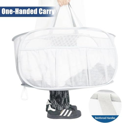 Collapsible Laundry Baskets, Upgrade Pop Up Laundry Hamper with Convenient Bags, Foldable Laundry Basket Mesh Light Weight, Easy to Carry Clothes Hampers for Laundry, Dorm, Toys, Travel 4 Pack - color: Black+Grey+Green+Beige