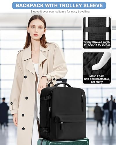 VGCUB Travel Backpack for Women Men for Spirit Airlines Personal Item Bag 18x14x8 Inches Laptop College Waterproof Carry on Flight Approved Work Backpack Mochila de Viaje,Large Black - color: Black, style: X-large