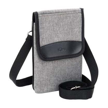 KIWIFOTOS Travel Cell Phone Pouch Crossbody Bag with Strap for iPhone 17 16 15 14 Pro Max S26 S25 Ultar Walking Passport Holder Neck Phone Holster Carrying Cases - color: Grey, Single Layer