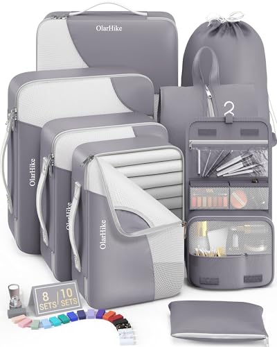 8 Set Packing Cubes for Travel, Grey - color: Ash, size: 8 Set