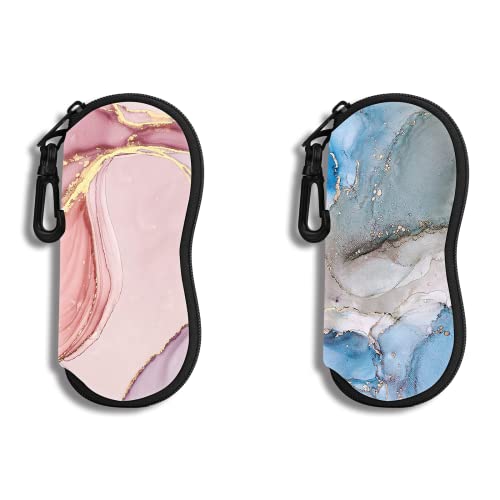 Hion Sunglasses Soft Case Ultra Light Neoprene Zipper Eyeglass Case With Belt Clip - color: 3c-2pcs-marble
