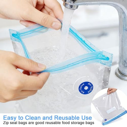 MOMODA Sous Vide Cooking Bags - Set of 30 | BPA-Free Reusable Vacuum Seal Bags with Air Valve for Joule and Anova Cookers | Freezer Safe Vacuum Food Storage Bags with Upgraded Electric Pump Included - color: Electric Pump-White
