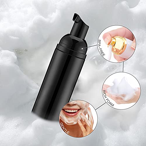 Tekson Soap Foam Bottle (Black Pump), Empty Travel Foaming Lash Shampoo for Cleanser, Dispenser (60ml, 2 fl oz) - color: Black, size: 3pcs