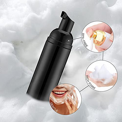 Tekson Soap Foam Bottle (Black Pump), Empty Travel Foaming Lash Shampoo for Cleanser, Dispenser (60ml, 2 fl oz) - color: Black, size: 3pcs