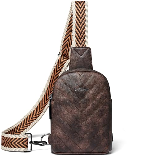 LATMAP 7L Sling Bag for Women Men Leather Small Sling Backpack Daypack Anti Theft Fanny Pack Crossbody Purse Travel - color: Small Size-coffee