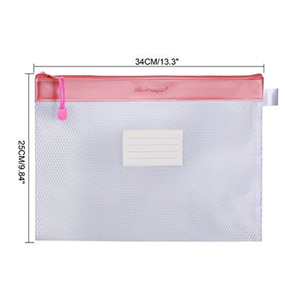 Zipper Pouch, Wisdompro 4 Packs Durable Letter Size Waterproof Mesh File Bag, Document Organizer - Pink - color: Pink
