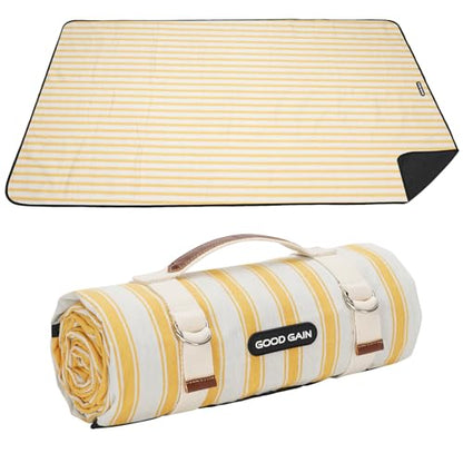 G GOOD GAIN Picnic Blankets Waterproof - Extra Large Outdoor Blanket Sand Free Foldable with Carry Strap for Beach, Camping, Park Grass, Hiking, Travel, Concerts, Indoor(Bumblebee) - color: Bumblebee Yellow