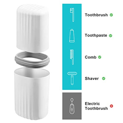 VITVITI White Toothbrush Travel Case, Portable Travel Soap Container Leakproof Dish Tray,7.88 inch Toothpaste Toothbrush Holder with Cover for Trip/Bathroom/Camping - color: White 1