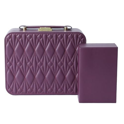 Travel Jewelry Case Large Jewelry Box Jewelry Travel Organizer Jewelry Case with Handle Removable Tray Best Gift for Women Girls (Wine) - color: Burgundy-2
