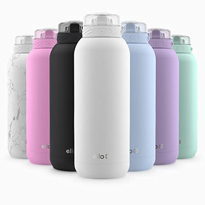 Ello Cooper 18oz Kids Stainless Steel Water Bottle with Straw and Carry Handle, Double Walled and Vacuum Insulated Metal, Leak Proof Locking Lid with Soft Silicone Spout, Reusable, BPA Free, White - color: White, size: 18 Ounces