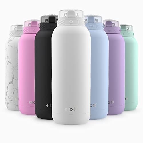 Ello Cooper 18oz Kids Stainless Steel Water Bottle with Straw and Carry Handle, Double Walled and Vacuum Insulated Metal, Leak Proof Locking Lid with Soft Silicone Spout, Reusable, BPA Free, White - color: White, size: 18 Ounces