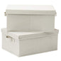 HOONEX Foldable Storage Bins with Lids, 2 Pack, Storage Boxes with Carrying Handles and Sturdy Heavy Cardboard, 16.5" L x 11.8" W x 7.5" H for Shoes, Books, Clothes, Beige - color: Beige