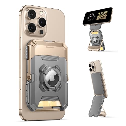SUPCASE for MagSafe Wallet with AirTag Holder, Magnetic Airtag Wallet for Men, [Hold 5 Cards] [Adjustable Stand] [RFID Blocking] Card Holder Tripod for iPhone 17/16/15/14/13/12 Series, DesertGold - color: DesertGold