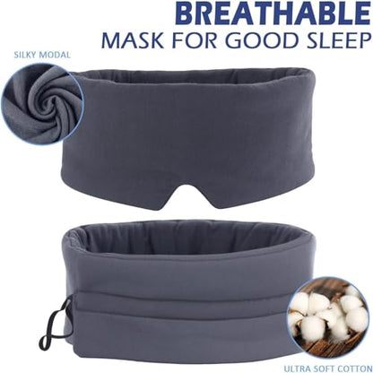Mavogel Full Coverage Sleep Mask for Sleeping, Light Blocking Eye Mask with Adjustable Closure, Ultra Soft Breathable Modal Eye Cover for Women Men, Pressure-Free for Travel, Nap & Shift Work