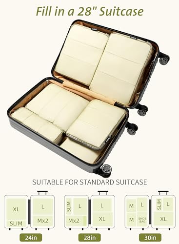 Bagail Ultralight Compression Cubes 7 Set - 3 Packing Cubes, 3 Organizers, and 1 Shoe Bag - color: Flower, style: Mesh Pattern