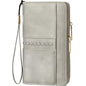 BOSTANTEN Wallets for Women Leather RFID Double Zipper Around Credit Card Holder Large Capacity Wristlet Clutch Wallet - color: Cloud Gray