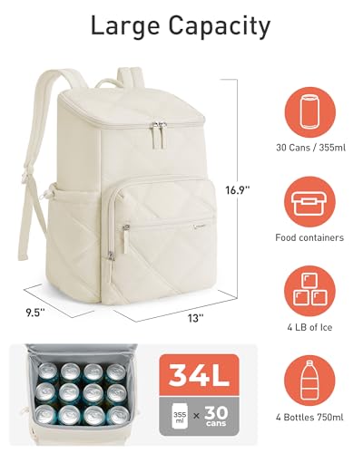 TOURIT Insulated Backpack Cooler: 30 Cans Waterproof Leakproof Soft Cooler Bag Beach Travel Picnic Camping - color: Pink, style: 30 Cans 1.0