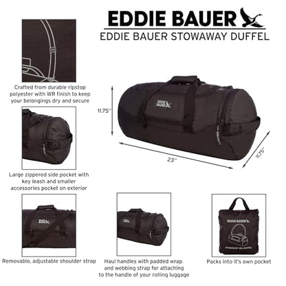 Eddie Bauer Stowaway Packable Duffel Bag | Travel | Foldable | Lightweight | Durable | Ripstop Polyester - color: Tobacco
