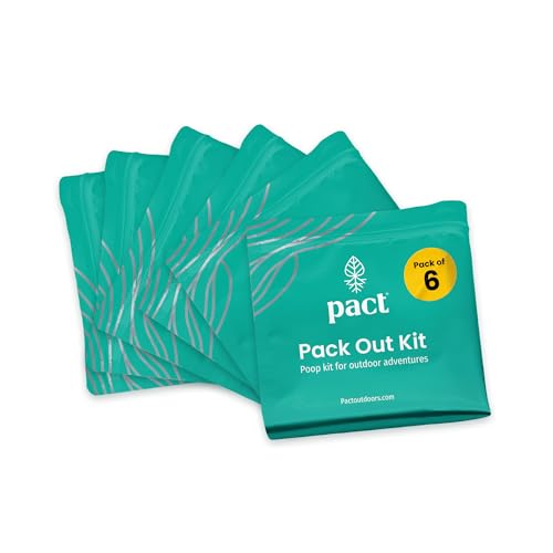 PACT Pack Out Kit - Camping Poop Kit Includes Wet Wipes, Smell Proof Disposal Bags, Hand Wipes, Poop Powder for Odor and Human Waste Bags for Camping and Backpacking