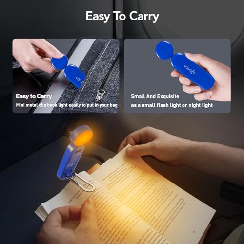 VAVOFO USB Rechargeable Book Light, Blue Light Blocking, Amber Light Clip On Bookmark Shaped Reading Light, Eye Care 6 LEDs Book Light for Bookworms Reading in Bed with 9 Lighting Modes (Royal Blue) - color: Royal Blue