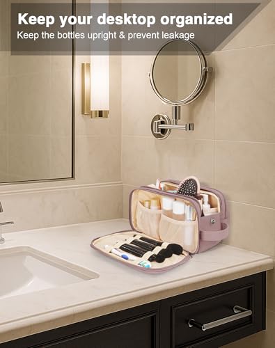 COOSKY Toiletry Bag for Men & Women, Cruise Ship Travel Essentials, Shaving Dopp Kit with Dry and Wet Separation, Water-resistant Bathroom Cosmetic Organizer Bag, Makeup Accessories, Dark Purple - color: Dark Purple