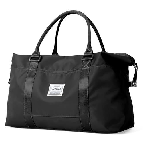 Small Black Gym Bag for Women, Stylish Duffle Travel Bag for Plane, Lightweight Duffle Bag for Women & Men, Sport Gym Tote Bag with Wet Pocket for Yoga, Pilates, Swimming - color: Black