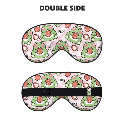 Sleep Eye Mask - Strawberry - Soft Art Silk - Adjustable - Breathable - Adults - color: Cute Frog Strawberry