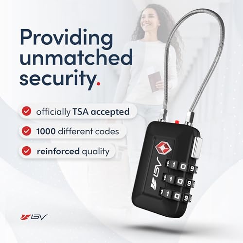 TSA Accepted Luggage Travel Lock, Set-Your-Own Combination Lock for School Gym Locker, Luggage Suitcase Baggage Locks, Filing Cabinets, Toolbox, Case (Black, 4 Pack) - color: Black, size: 4 Pack