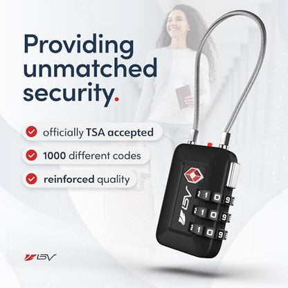 TSA Accepted Luggage Travel Lock, Set-Your-Own Combination Lock for School Gym Locker, Luggage Suitcase Baggage Locks, Filing Cabinets, Toolbox, Case (Black, 4 Pack) - color: Black, size: 4 Pack