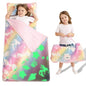 Lasoftan Toddler Nap Mat with Pillow and Blanket, Extra Large Rolled Napping Mats,Slumber Bags for Boys Girls,Kids Sleeping Bag for Daycare, Preschool Travel Camping - color: Glowing Jellyfish