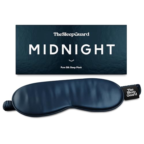 TheSleepGuard Pure Silk Sleep Mask [100% 6A Mulberry Silk, 22 Momme] Light Blocking Travel Essentials. Eye Masks for Sleeping. Black Oeko-Tex Blindfold. Eye Covers for Men & Women - color: Midnight Navy