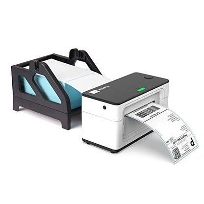 MUNBYN Label Holder for Rolls and Fan-Fold Labels, Thermal Sticker Roll Holder for Desktop Thermal Printer Shipping Supplies Industrial Paper, Black - color: Black