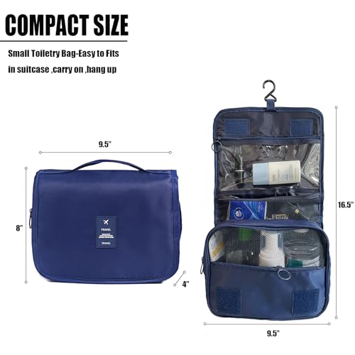 L&FY Hanging Travel Toiletry Bag Women's Cosmetic Organizer Makeup Pouch Men's Dopp Kits With Handle(Navy) - color: Navy, size: Compact Size