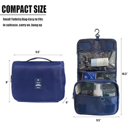 L&FY Hanging Travel Toiletry Bag Women's Cosmetic Organizer Makeup Pouch Men's Dopp Kits With Handle(Navy) - color: Navy, size: Compact Size