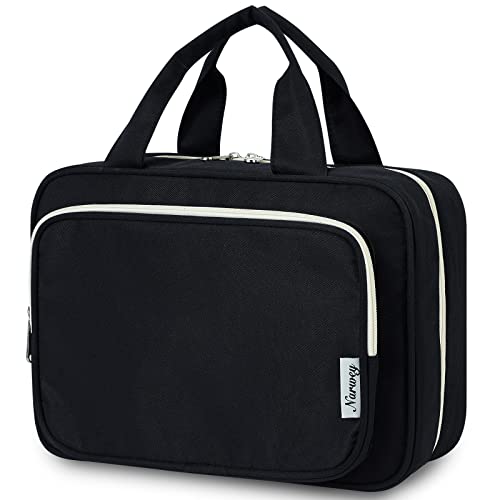 Narwey Travel Toiletry Bag for Women Large Hanging Makeup Bag Organizer Toiletries Bag for Full Size Essentials Accessories Cosmetics (Black (Large)) - color: A-Black, style: Large