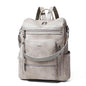 Shrrie Vegan Leather Laptop Backpack for Women 15.6 inch Work Backpack Fashion Travel Backpack Purse for Business College - color: 1 Two-toned Gray