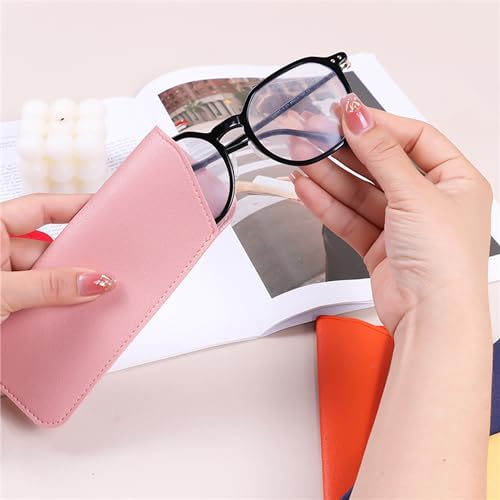 YYaaloa Soft Leather Glasses Sunglasses Cases 7x3 Inch PU Leather Travel Glasses Pouch for Women Men Kids - color: 6 Different Light Color